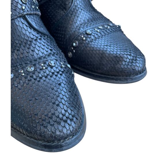 Alma en Pena Black Leather Buckle Ankle Boots Studded Style (EU 40 / US 9.5) - Picture 9 of 12